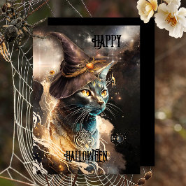 Kunstzinnige kat Halloween vakantiekaart Feestdagenkaart