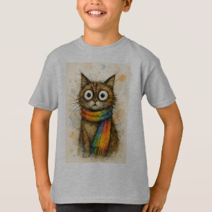 Kunstzinnige kat met bril kids T-shirt - Fun Felin