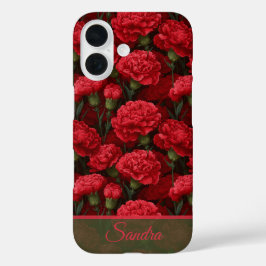 Kunstzinnige Kerst Geschenk Anjer Bloem Naam iPhone 16 Hoesje