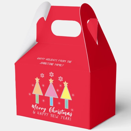 Kunstzinnige kerstbomen Cool Red Holiday Christmas Bedankdoosjes (Voorkant)