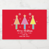 Kunstzinnige kerstbomen Rustieke Mini Rode Kerstmi Sparkling Wijnetiket (Enkel label)