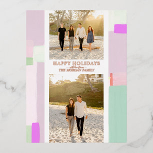 Kunstzinnige kerstvakantie foto folie kerstkaart feestdagen briefkaart