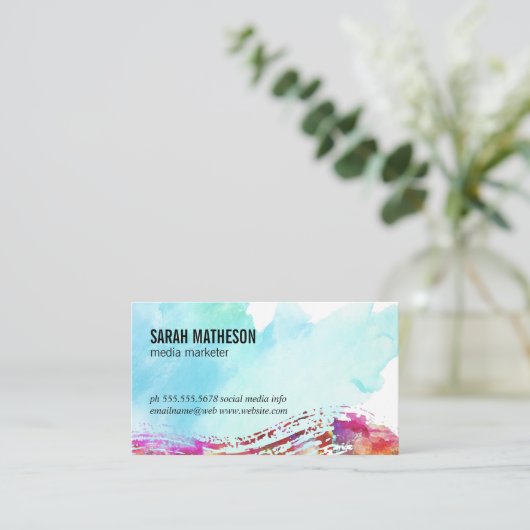 Kunstzinnige Kleurrijke Geborstelde Textuur Visitekaartje (Staand voorkant)