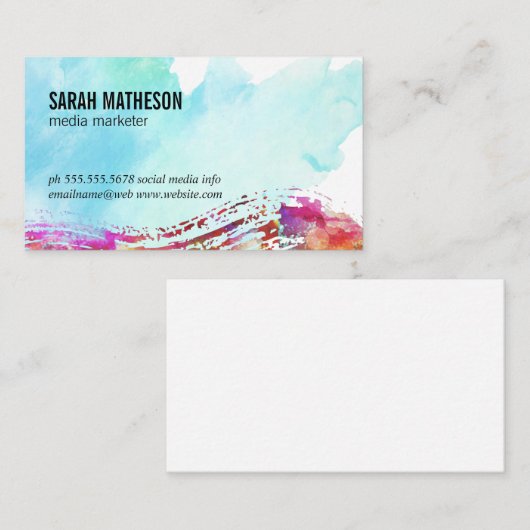 Kunstzinnige Kleurrijke Geborstelde Textuur Visitekaartje (Voorkant / Achterkant)
