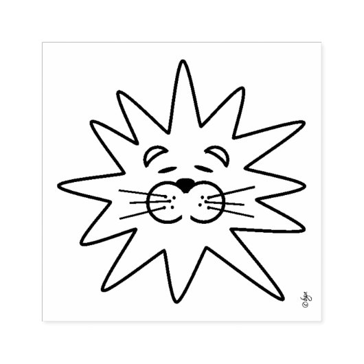 Kunstzinnige leeuwenkop houten stempel met een leu (Afrduk)