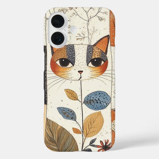 Kunstzinnige Mid-Century Modern Schattigee Cat Case-Mate iPhone Case (Achterkant)