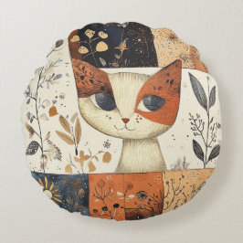 Kunstzinnige Mid-Century Modern Schattigee Cat Rond Kussen