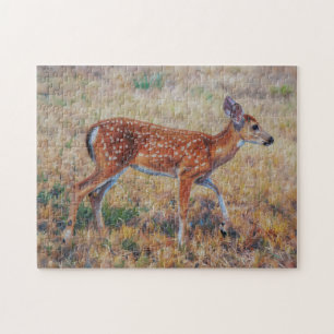 Kunstzinnige natuurpuzzel met babyhert legpuzzel