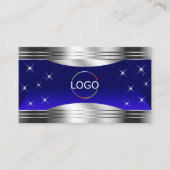 Kunstzinnige Night Sky Blue Silver Border Logo en Visitekaartje (Voorkant)
