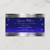 Kunstzinnige Night Sky Blue Silver Borders Faux Gl Visitekaartje (Achterkant)
