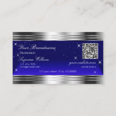 Kunstzinnige Night Sky Blue Silver Borders Logo QR Visitekaartje (Achterkant)