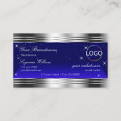 Kunstzinnige Night Sky Blue Zilveren Randen met Lo Visitekaartje (Achterkant)