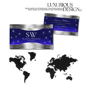 Kunstzinnige Night Sky Blue Zilveren Randen met Mo Visitekaartje