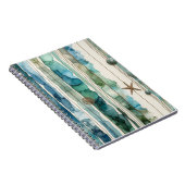 Kunstzinnige oceaan scène inktstrepen zeester notitieboek (Rechterzijde)