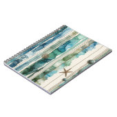 Kunstzinnige oceaan scène inktstrepen zeester notitieboek (Linkerzijde)