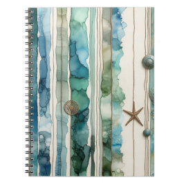 Kunstzinnige oceaan scène inktstrepen zeester notitieboek