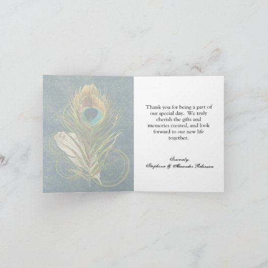 Kunstzinnige Pauwenveer Bedankkaart (Binnen)