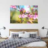 Kunstzinnige roze kersenbloesem in de kersentuin canvas afdruk (Insitu (Slaapkamer))