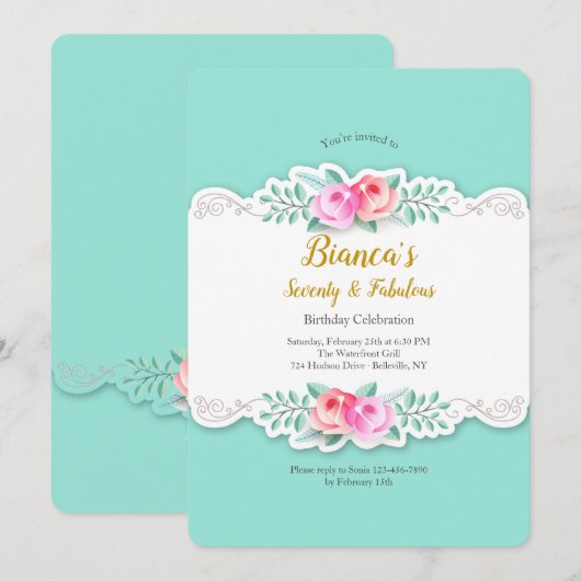 Kunstzinnige Rozen Uitnodiging (Voorkant / Achterkant)