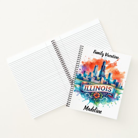 Kunstzinnige skyline van Illinois Notitieboek (Binnen)