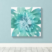 Kunstzinnige Teal Bloom Premium Canvas Muurkunst Afdruk (Insitu (Houten vloer))