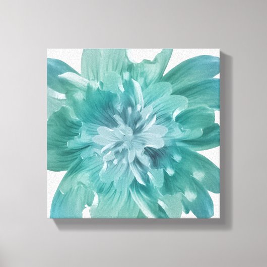 Kunstzinnige Teal Bloom Premium Canvas Muurkunst Afdruk (Voorkant)