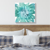 Kunstzinnige Teal Bloom Premium Canvas Muurkunst Afdruk (Insitu (Slaapkamer))