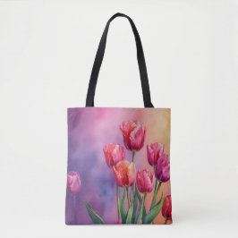 Kunstzinnige tulpen waterverf tote bag