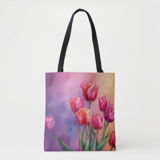 Kunstzinnige tulpen waterverf tote bag (Voorkant)
