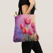 Kunstzinnige tulpen waterverf tote bag (Dichtbij)