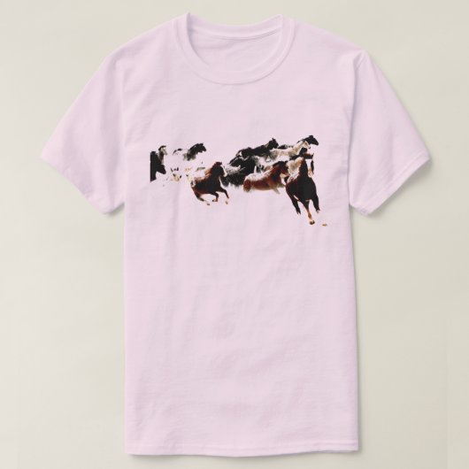 Kunstzinnige uitgelaten rennende paarden t-shirt (Design voorkant)