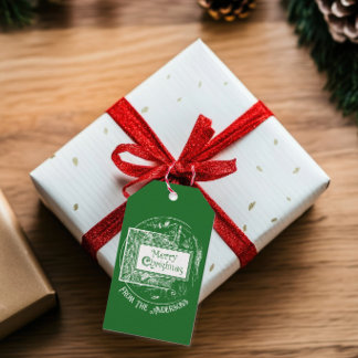 Kunstzinnige Vintage Retro Prettig Kerstmis Custom Cadeaulabel