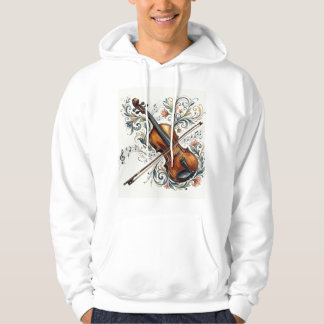 Kunstzinnige viool & muzieknoten vintage hoodie /