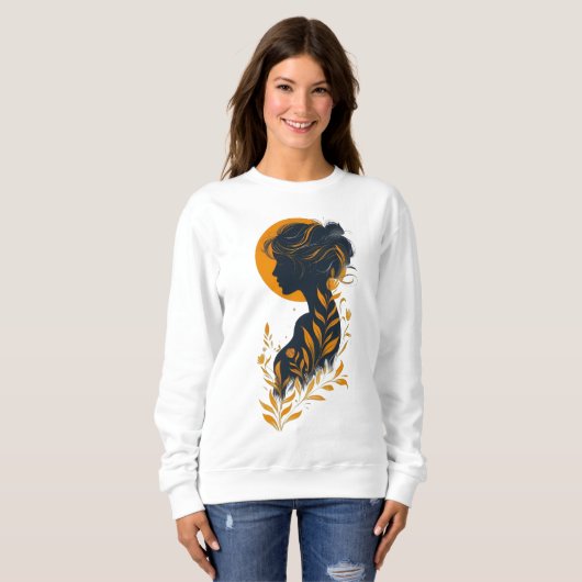 Kunstzinnige Vrouw Silhouet Sweatshirt (Voorkant volledig)