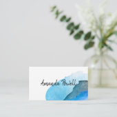 Kunstzinnige waterverf abstract turquoise visitekaartje (Staand voorkant)