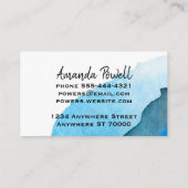 Kunstzinnige waterverf abstract turquoise visitekaartje (Achterkant)