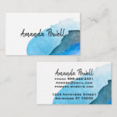 Kunstzinnige waterverf abstract turquoise visitekaartje (Voorkant / Achterkant)