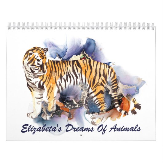 Kunstzinnige waterverf dieren gepersonaliseerd kalender (Hoes)