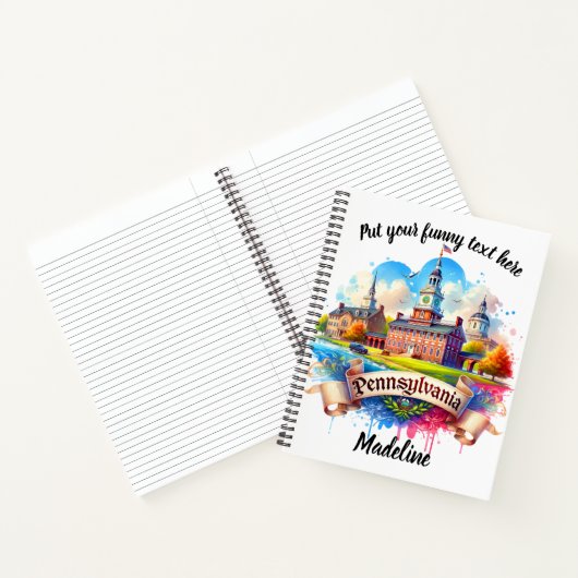 Kunstzinnige weergave van de geschiedenis van Penn Notitieboek (Binnen)