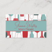 Kunstzinnige wijnflessen en glas visitekaartje (Voorkant)