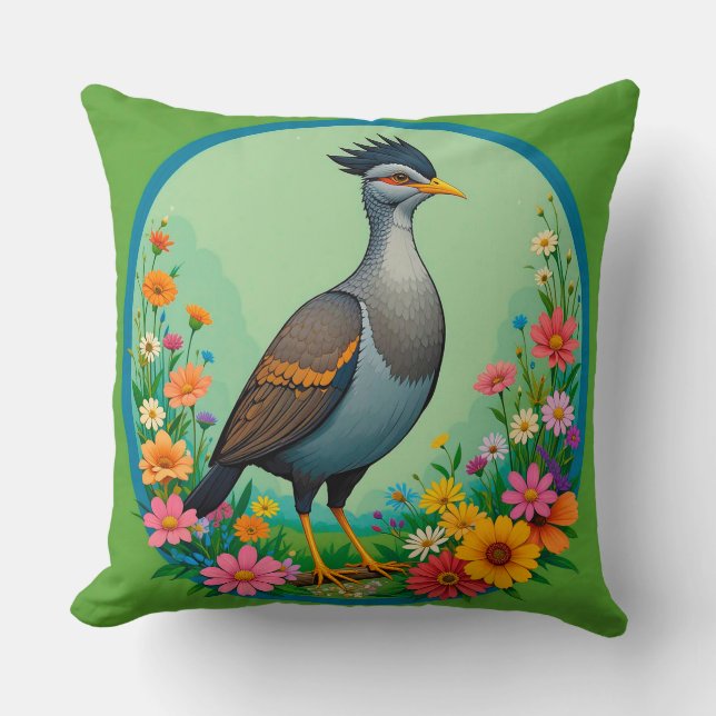 Kunstzinnige Wilde Vogel Omringd door Bloeiende Bl Kussen (Voorkant)