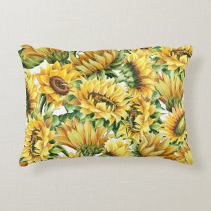 Kunstzinnige Zonnebloementuin - Vintage Bloemen Accent Kussen