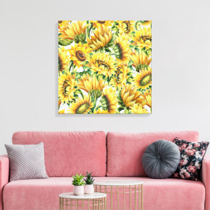 Kunstzinnige Zonnebloementuin - Vintage Bloemen Canvas Afdruk