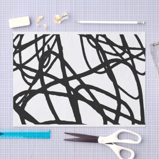 Kunstzwart-wit, groot, kribbel patroontextuur tissuepapier (Craft)