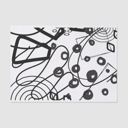 Kunstzwart-wit, grote cirkel, modderstructuur tissuepapier (Voorkant)