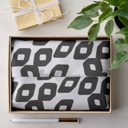 Kunstzwart-wit grote diamantpatroon textuur tissuepapier (Geschenk)