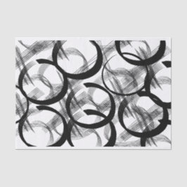 Kunstzwart wit grote donkere cirkel lijnstructuur tissuepapier