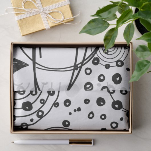 Kunstzwart-wit, grote portaalstructuur tissuepapier (Geschenk)