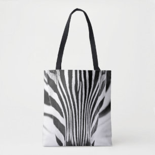 Kunstzwart-wit-kleefportret van een zeb tote bag