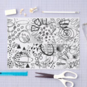 Kunstzwart-witte doodle-buisvormig patroonstructuu tissuepapier (Craft)